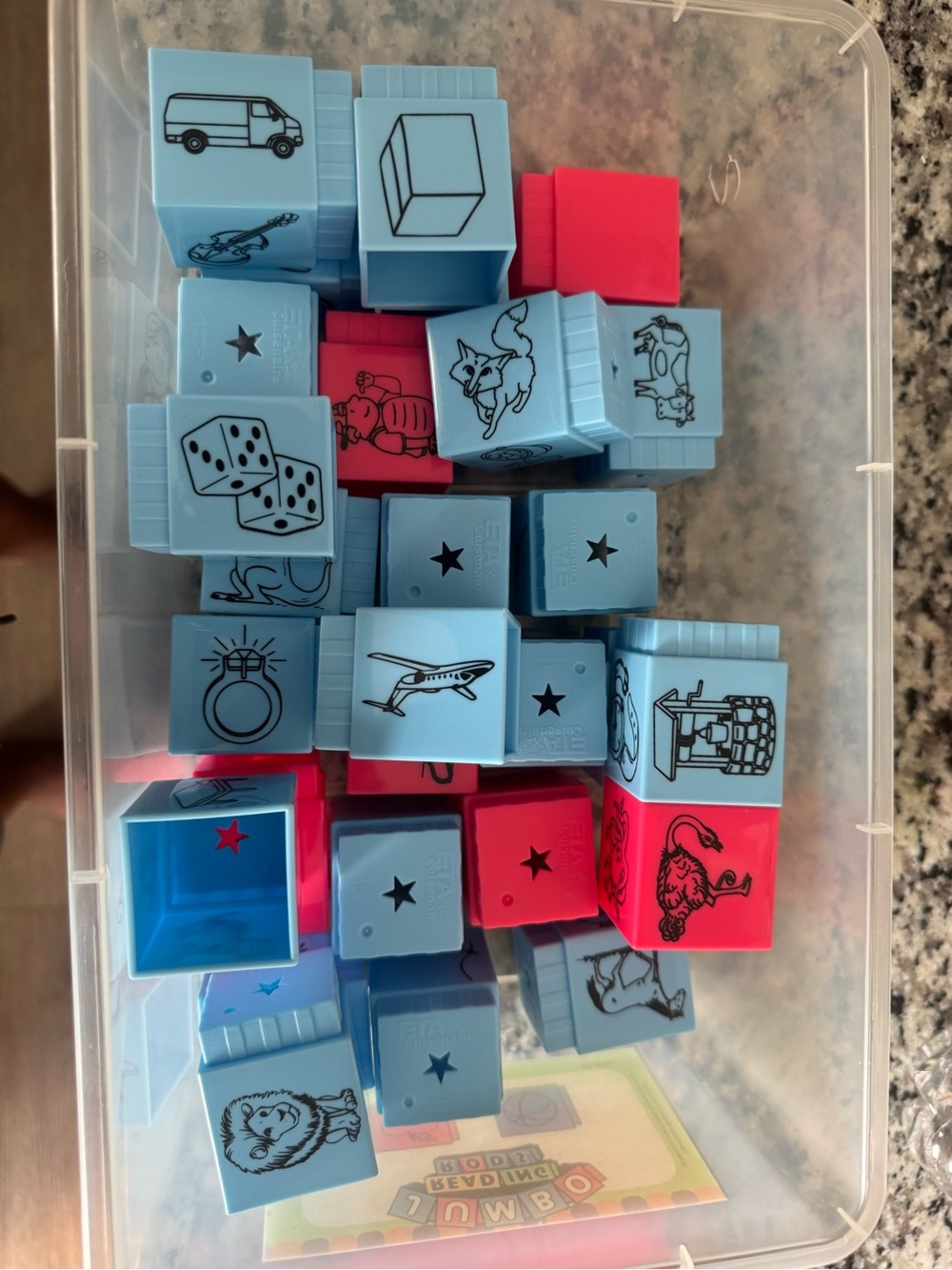 Stackable Picture Blocks for Kids - Blue & Pink